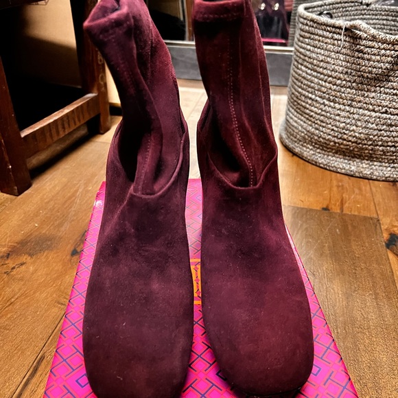 Tory Burch suede bootie. Especially perfect for your next holiday party. - Picture 4 of 4